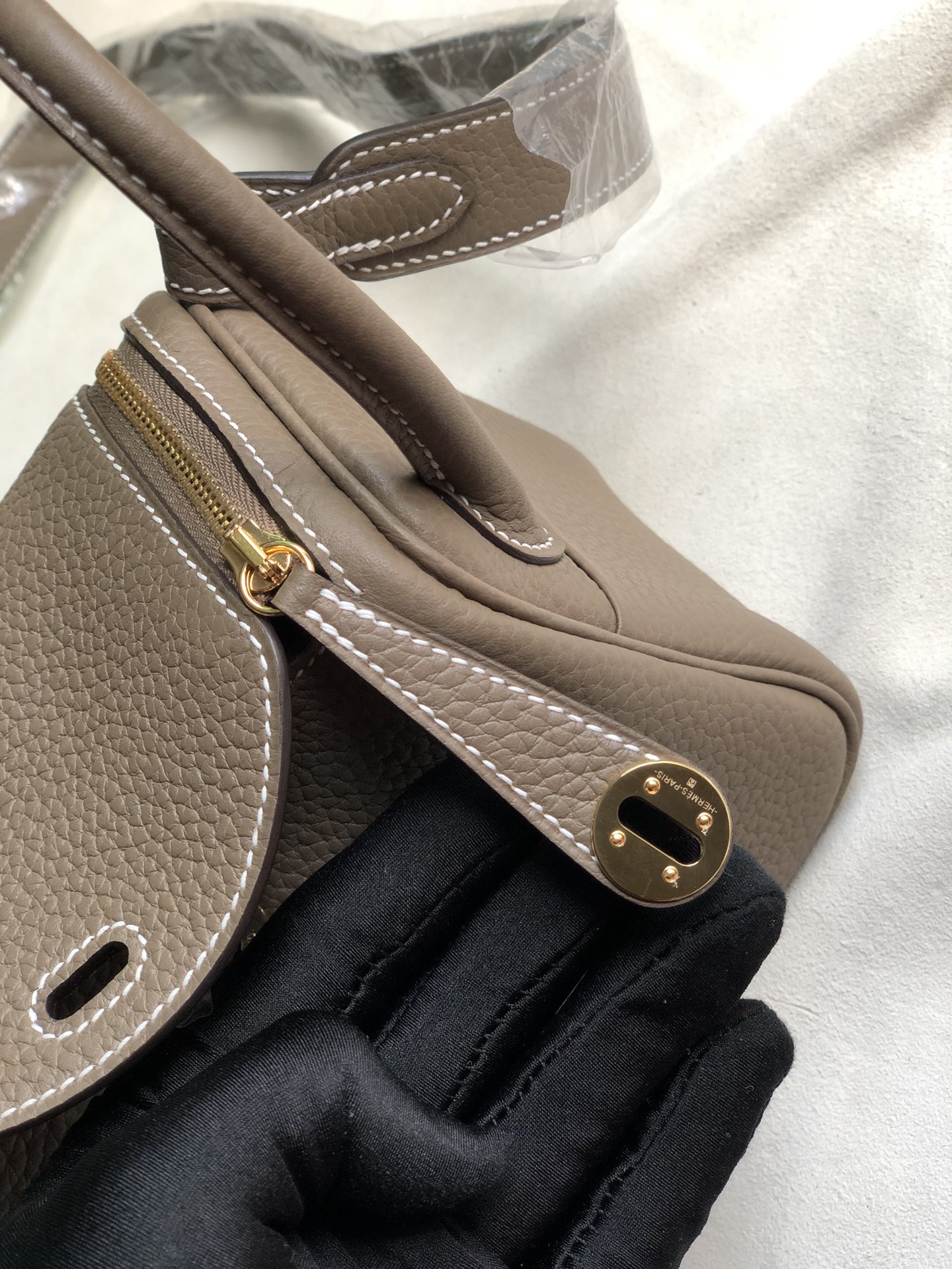 에르메스 미니 린디백 에토프 금장 끌레망스 가죽